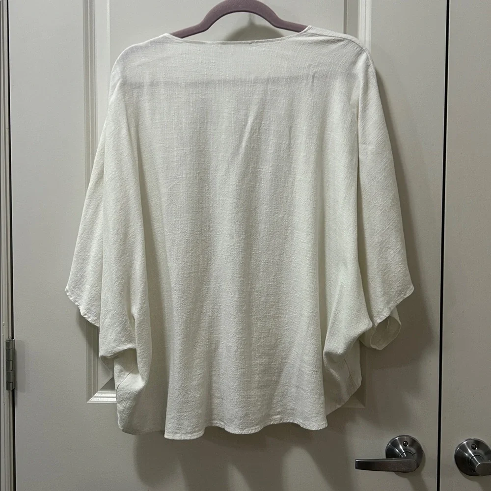 Wasabi + Mint white boho open cardigan Large - Picture 4 of 7